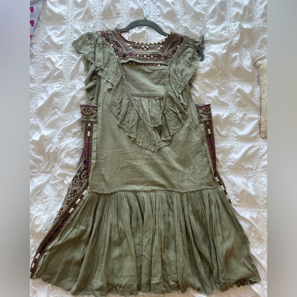 NWT Free People Day Glo Mini Dress Green - Picture 2 of 3